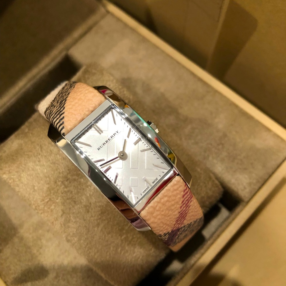Burberry Women's Watch with Pink and Silver Accents